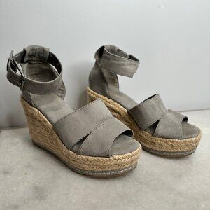 Universal Thread Caroline suede ankle strap gray espadrille wedge 7